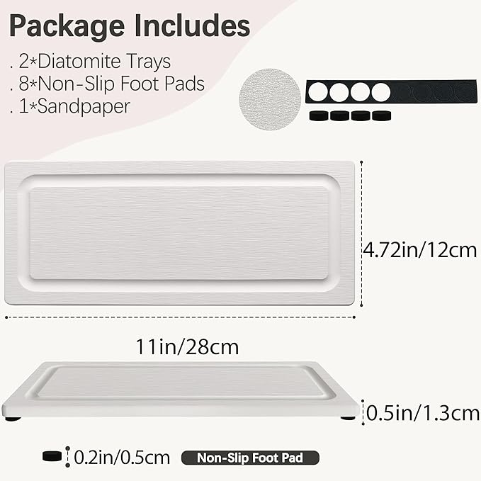 2 PCS Fast-Drying Stone Trays for Bathroom Sink & Kitchen Counter, Water - Image 4