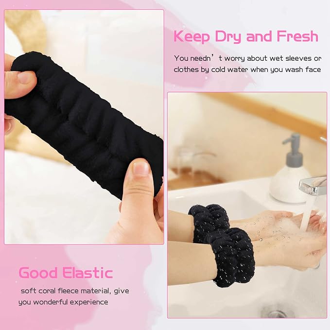 WSYUB Makeup Headbands, and 2Pcs Wrist Spa Wash Band Absorbent Wristbands - Image 3