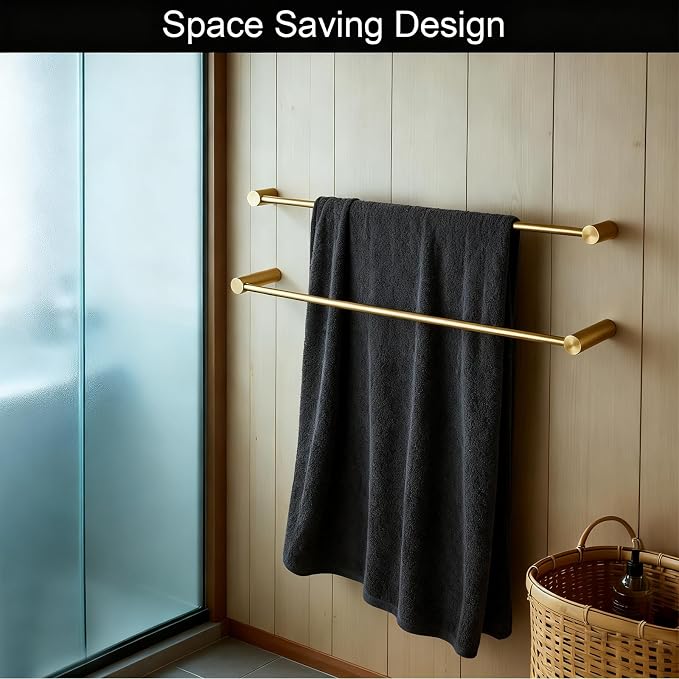 Towel Racks for Bathroom, NEWRAIN 30 inch Double Bath Towel Bar Wall Mounted - Image 4