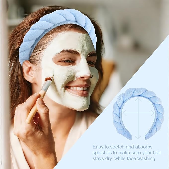 Spa Headbands for Women Skincare Makeup Headband for Washing Face Puffy Bubble - Image 3