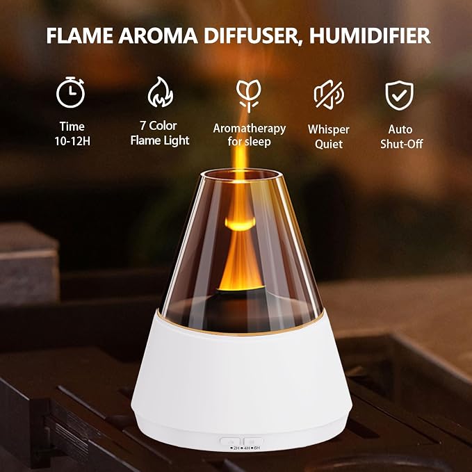 Flame Essential Oil Diffuser, Upgrade 7 Colour Lights Aromatherapy Diffuser - Image 3