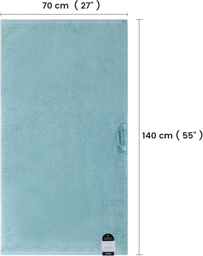 SEMAXE Blue Bath Towel, 100% Cotton Bath Towel - Image 6