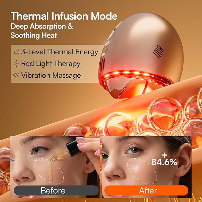 INIA 7-in-1 Red Light Therapy for Face and Neck Gua Sha Facial Massager Tool - Image 6