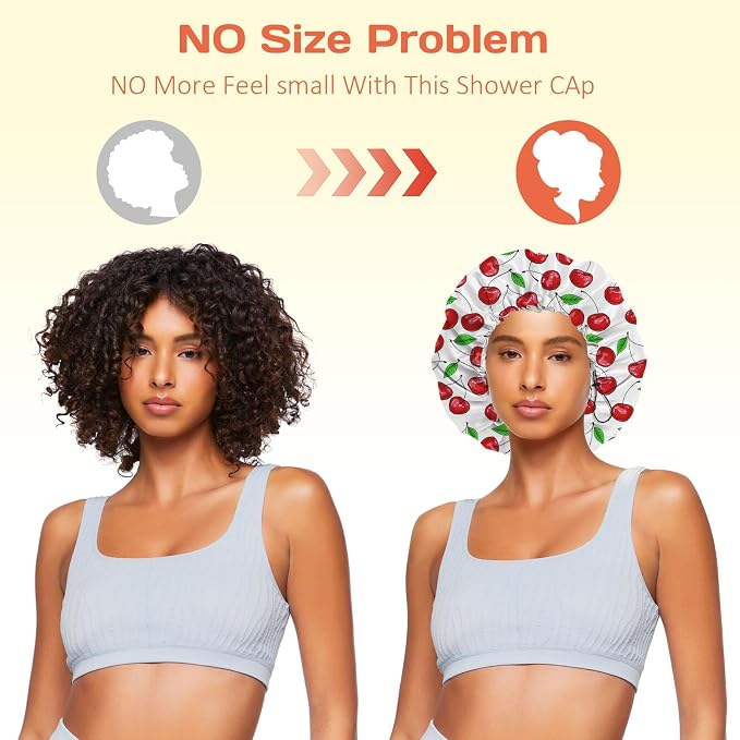 Shower Cap Reusable Double Layer Adjustable Elastic Waterproof EVA Hair Bath - Image 5
