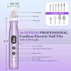 PELCAS Electric Nail Drills, 10 Speeds Cordless Nail File - Image 5