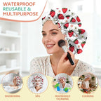 Shower Cap Reusable Double Layer Adjustable Elastic Waterproof EVA Hair Bath - Image 6