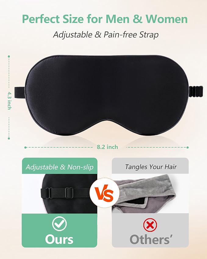 BeeVines 100% Real Mulberry Silk 2 Pack Sleep Mask, Pure Silk Eye Masks - Image 4