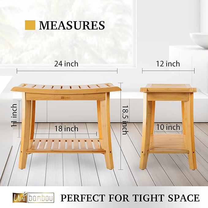 Unibambou Bamboo Shower Bench - Image 3