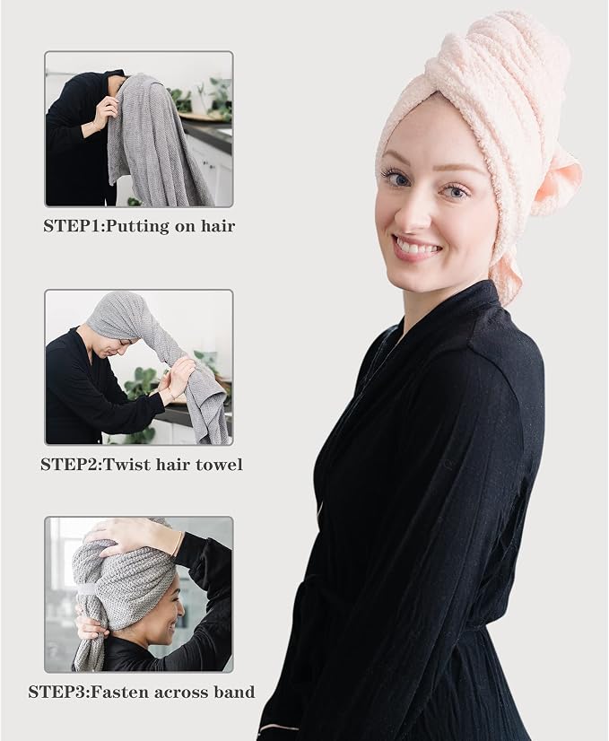 ROLSHOL 2 Packs Large Microfiber Hair Towels - Image 3
