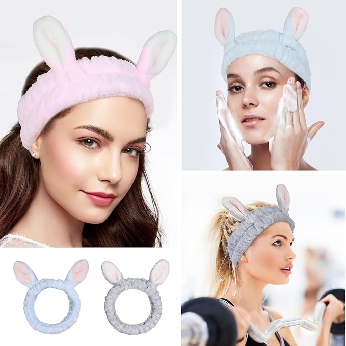 4 Pack Elastic Makeup Headbands - Image 2