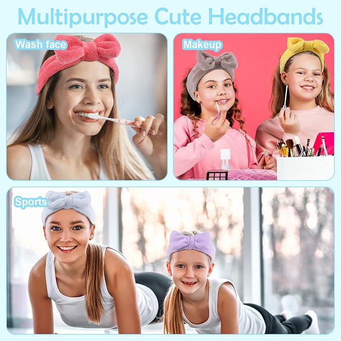 Yinder 40 Pack Bow Spa Headband Coral Fleece Makeup Headband Soft Face Wash - Image 4