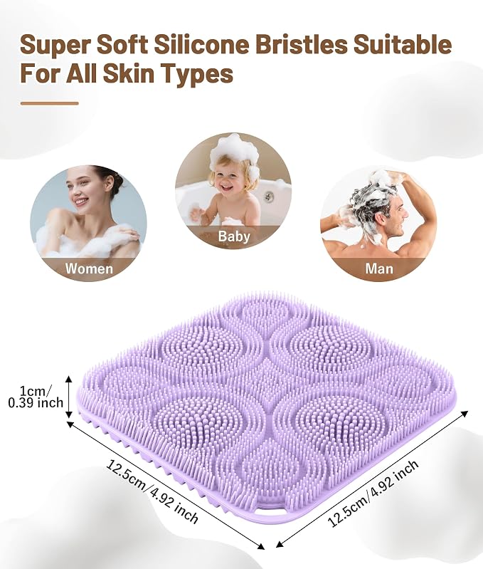 3 Pack Silicone Body Scrubber Set Include Silicone Bath Sponge Brush + Body - Image 3