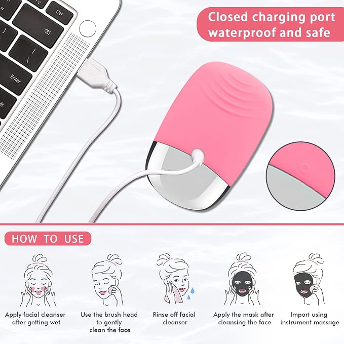 Facial Cleansing Brush, 3-in-1 Electric Silicone Face Scrubber, Vibrating - Image 7