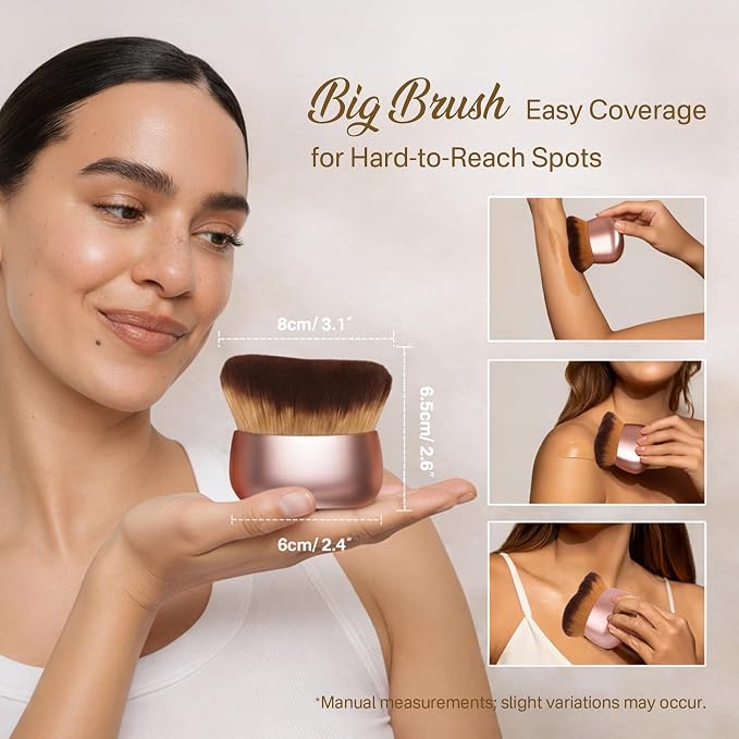 Streak-Free Kabuki Self Tanner Brush, Large Body Makeup Brush, Soft Dense Body - Image 4