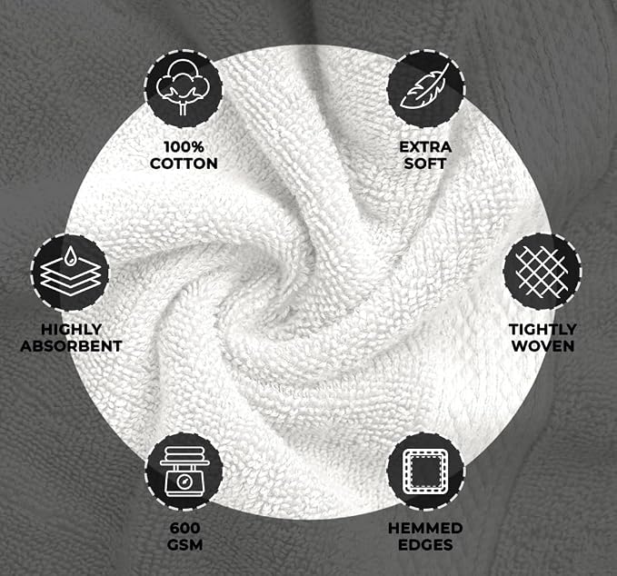 Avalon Towels White Bath Towels Set of 4 pcs, 100% Cotton Towel Absorbent and - Image 6