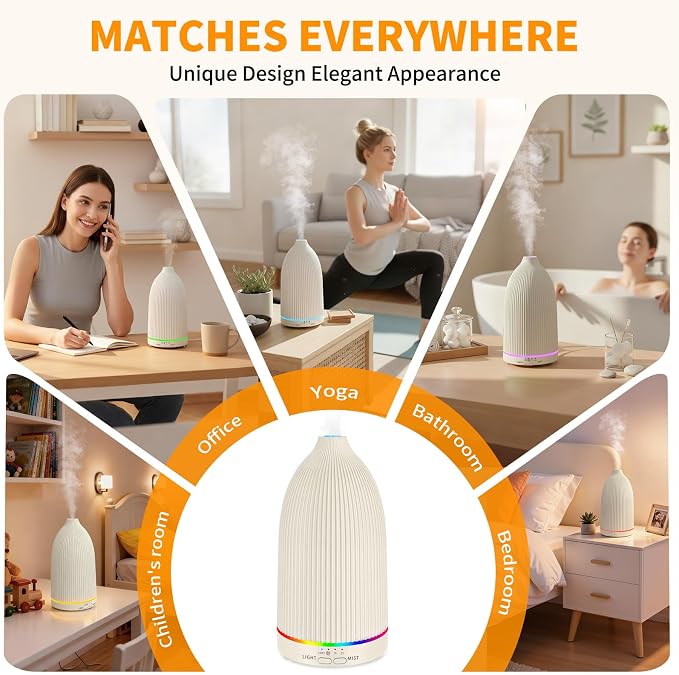 URPOWER 100ML Essential Oil Diffuser Ultrasonic Cool Mist Humidifier - Image 6