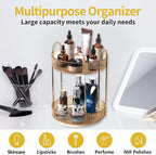 Asayuee 360 Rotating Gold Makeup Organizer, 2 Tier Large Capacity Rotating - Image 6