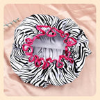 Vintage Zebra Print Shower Cap for Women Reusable Waterproof Large Adjustable - Image 7