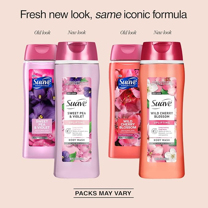 Suave Body Wash Variety 2-Pack, Sweet Pea & Violet + Wild Cherry Blossom – - Image 2