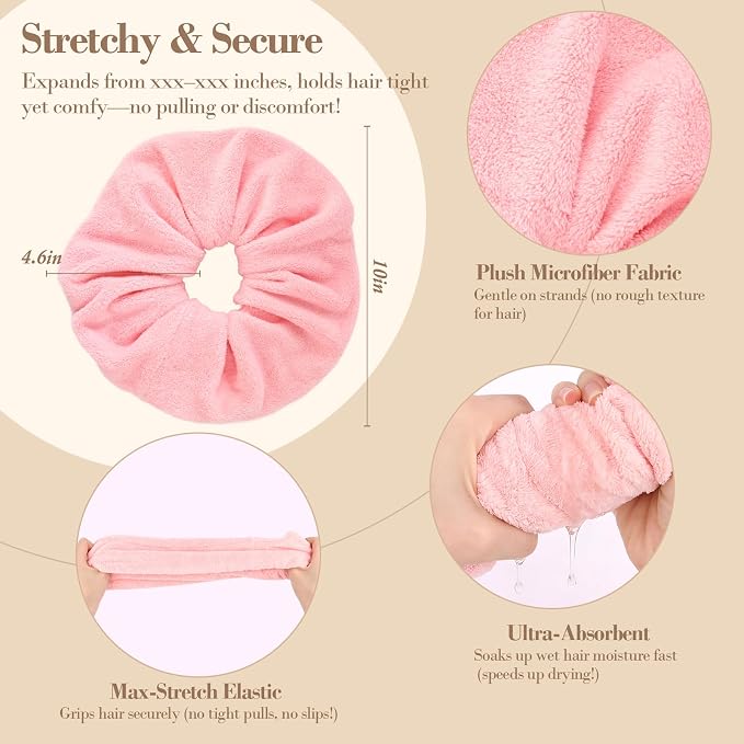 Wecoe Hair Towel Scrunchies 2pcs Soft Absorbent Large Microfiber Hair Drying - Image 6