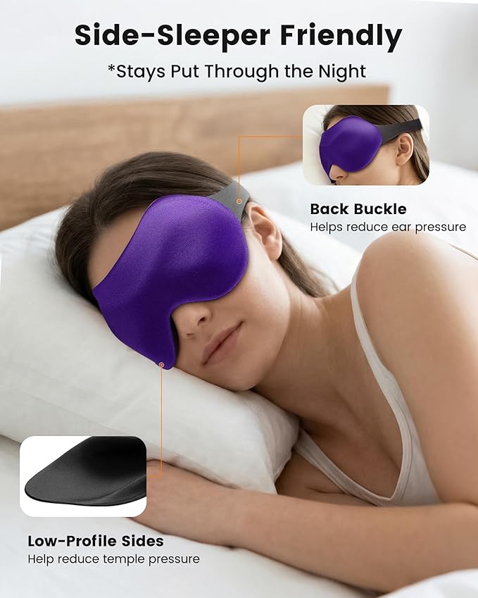3 Pack Sleep Masks for Side Sleepers, True Blackout 3D Eye Mask for Sleeping - Image 4