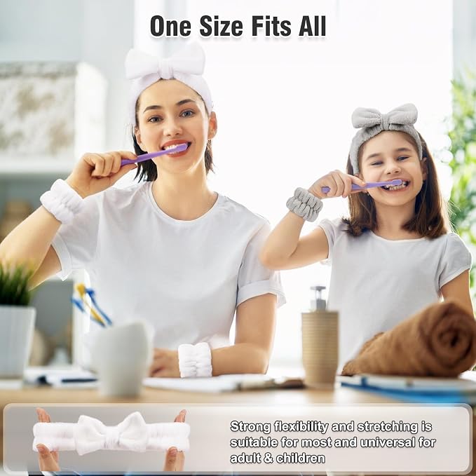 Spa Headbands for Women with Wristband Set: Facial Makeup Headbands for Girls & - Image 4