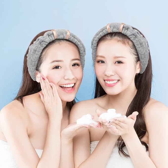WILLBOND 4 Pack Microfiber Headbands Spa Facial Headbands Makeup Head bands - Image 4
