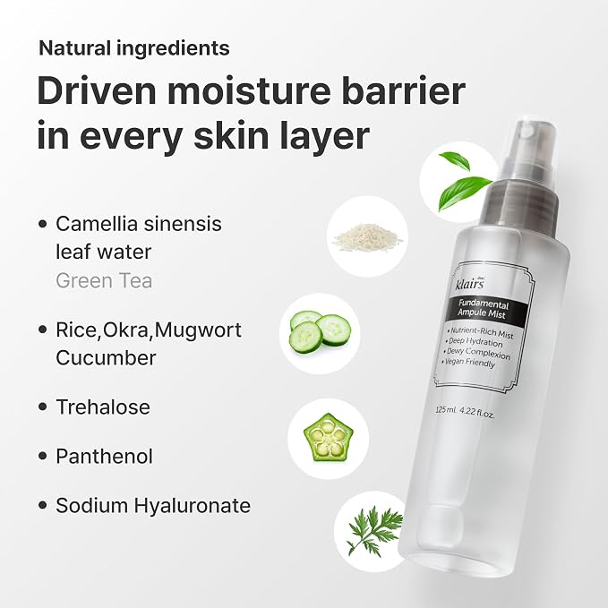 DearKlairs Fundamental Ampoule Mist, 75% Green Tea, Korean Face Toner Spray - Image 3