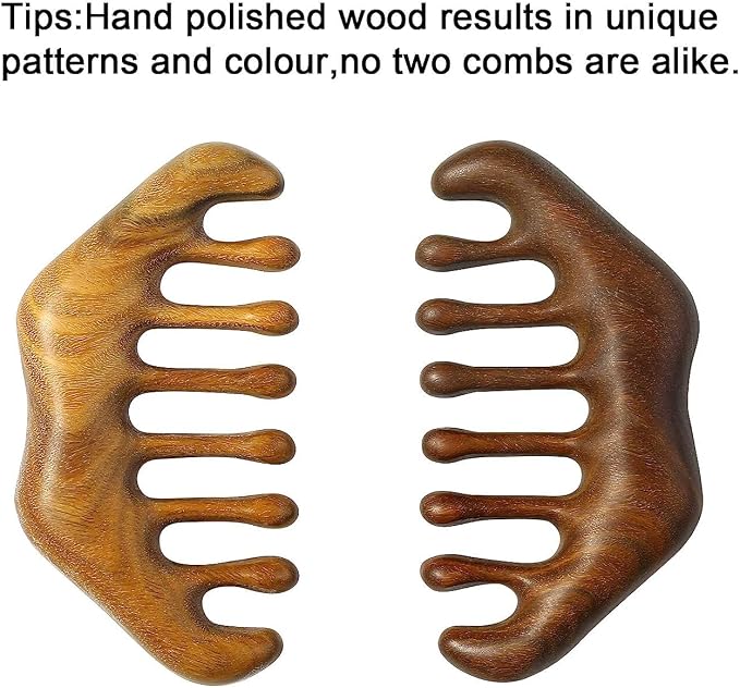 OULIGET Massage Wooden Comb, Wood Wide Tooth Hair Comb, Scraping Scalp Massage - Image 3