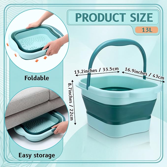 2 Pack Collapsible Foot Bath Plastic Foot Soaking Tub Portable Feet Bucket - Image 2