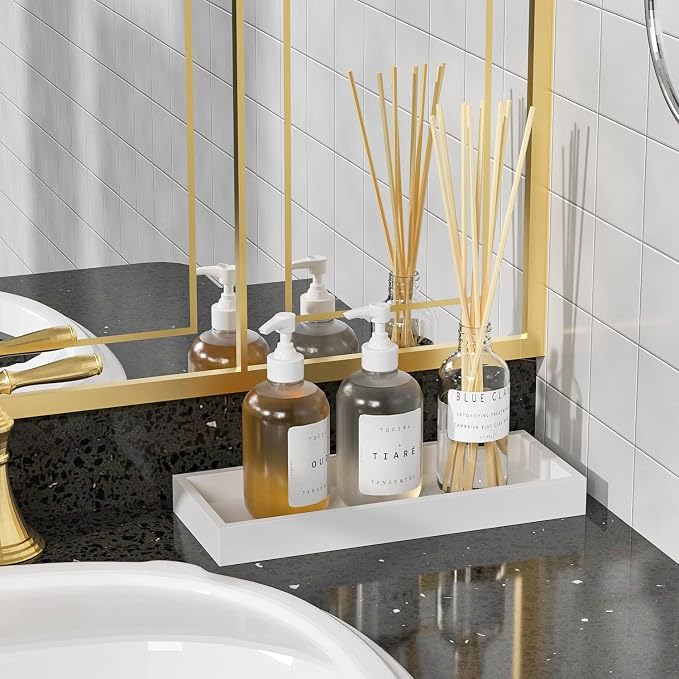 Bathroom Vanity Tray for Counter Bamboo Bathroom Decorative Tray, Dresser Top - Image 4