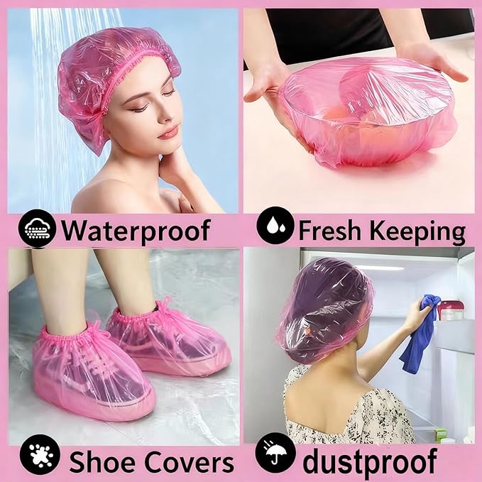 200 PCS Disposable Shower Caps Thickened Waterproof Hair Bath Caps - Image 2