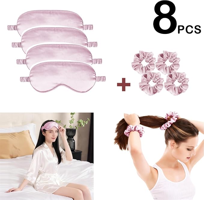 Satin Eye Mask 8Pcs Silk Sleep Masks Silky Blindfold Eyeshade Blackout Eyes - Image 2