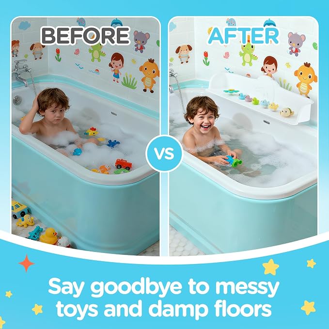 3FT Dolphin Pattern Bathtub Splash Guard Play Shelf - Image 4