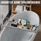 Foldable Bathtub Caddy Tray for Tub, Bamboo Expandable Bath Table Trays - Image 2