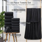 18 Piece Family Bath Towel Set Include 6 Bath Towels, 6 Hand Towels and 6 - Image 3