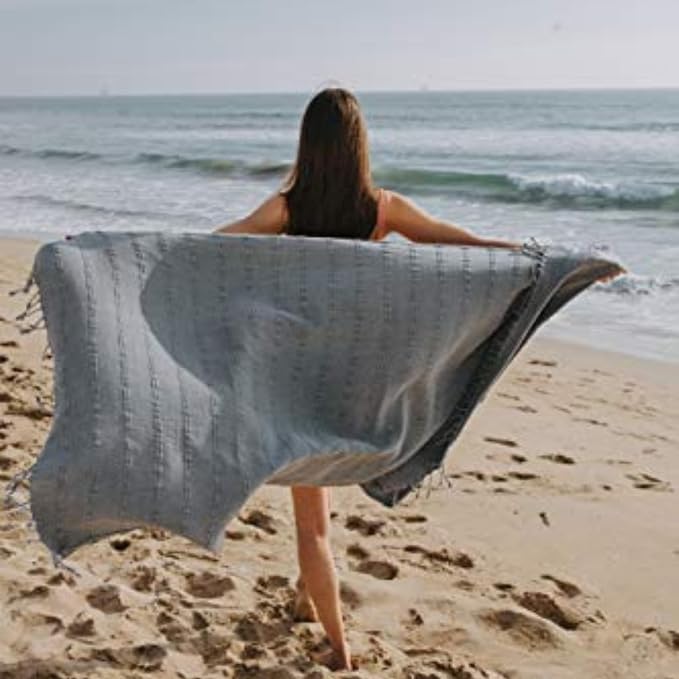 InfuseZen Stonewashed Turkish Bath & Beach Towel –100% Organic Turkish Cotton - Image 3