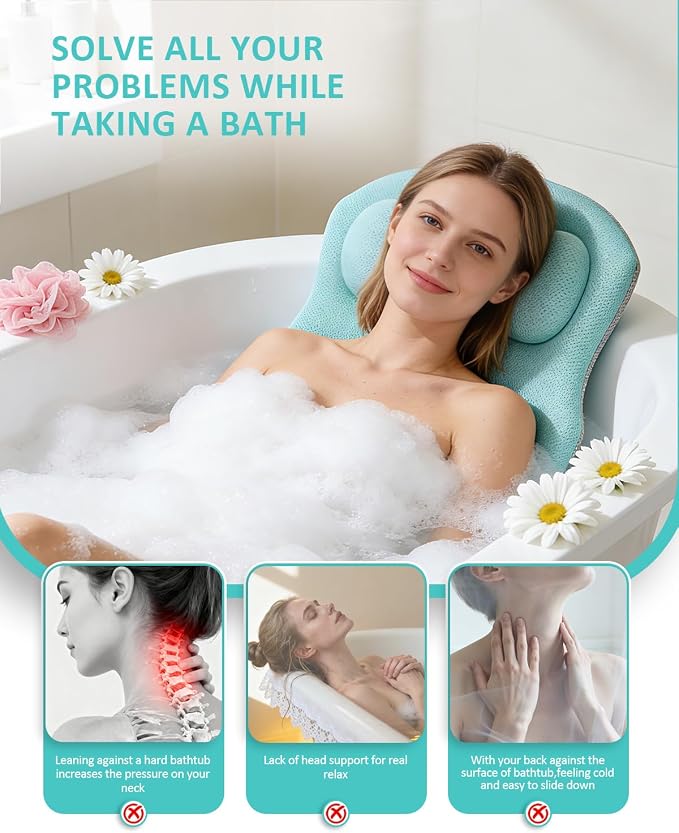 Full Body Bath Pillow for Bathtub, 5D Thick Tub Pillow for Bathtub - Image 3