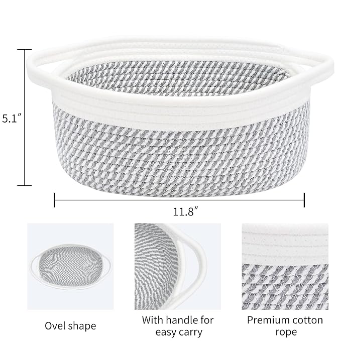 ABenkle Small Basket, Rope Room Shelf Storage Basket, Cat Dog Toys Basket Chest - Image 2