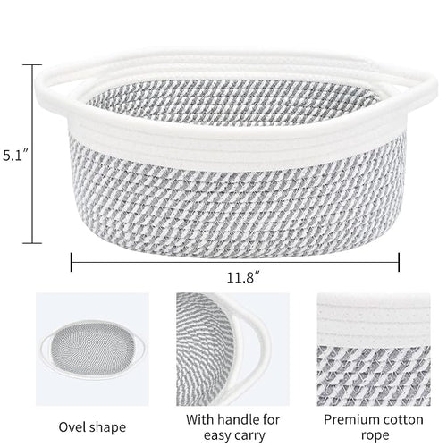 ABenkle Small Basket, Rope Room Shelf Storage Basket, Cat Dog Toys Basket Chest - Image 2