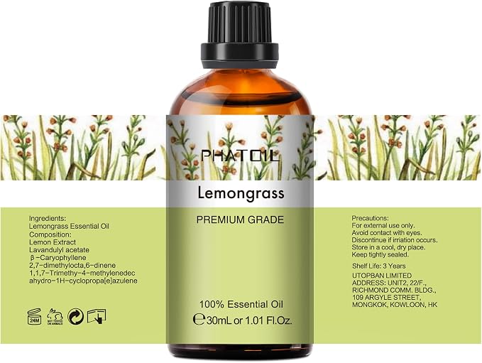 Lemongrass Essential Oil 1.01fl.oz/30ml, PHATOIL Lemongrass Oils Long Lasting - Image 6