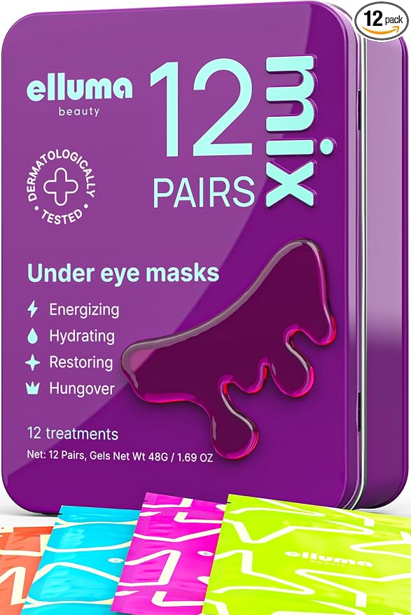 Under Eye Patches 12 Pairs of Themed Hydrogel Eye Gel Pads by EllumaBeauty