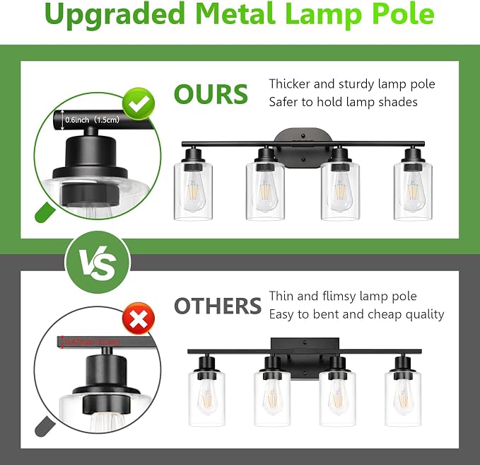 Ascher 4-Light Bathroom Light Fixtures, Modern Vanity Lights - Image 5