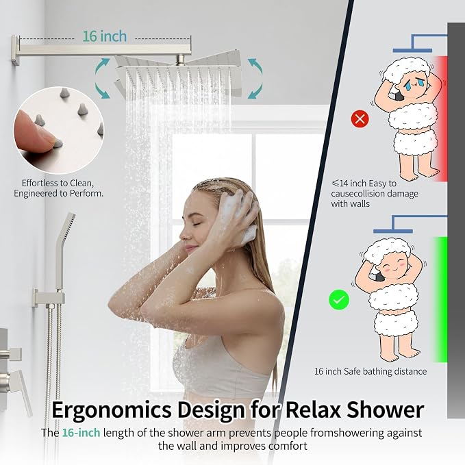 SR SUN RISE Shower Faucet Set Bathroom Square Rain Shower Head - Image 5