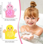 Bath Gloves Loofah for Kids, Cartoon Exfoliating Gloves, Cute Animal Washcloths - Image 2