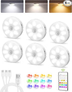 EZVALO 6-Pack Under Cabinet Lighting, Rechargeable Motion Sensor Puck Light by EZVALO