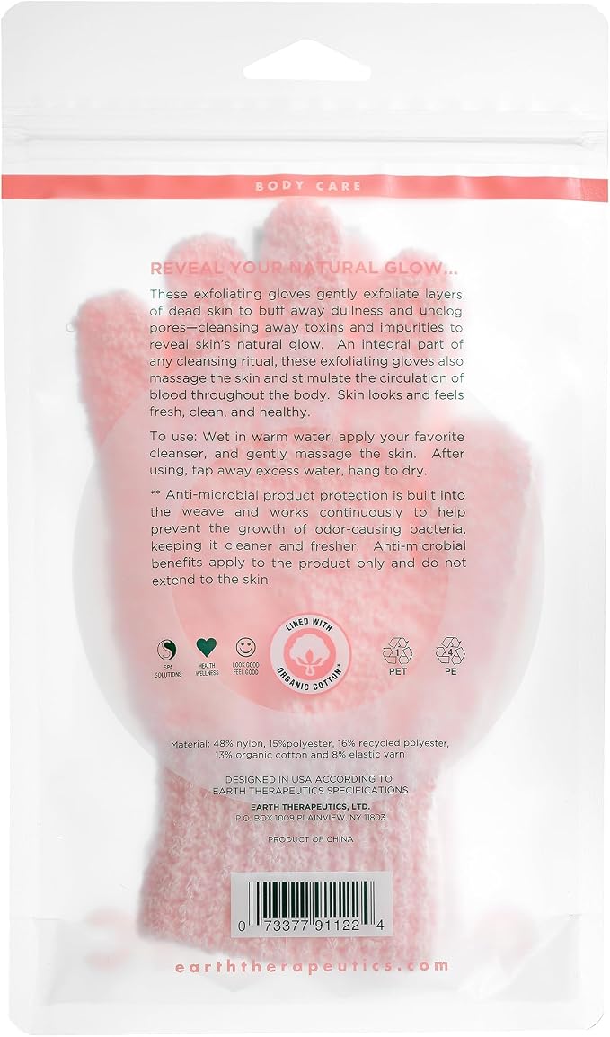 Earth Therapeutics Cotton Exfoliating Hydro Gloves - Image 2