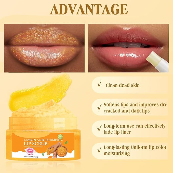 3PCS Turmeric Lip scrub 100g and Turmeric Lip Balm, Lip Scrubber Exfoliator - Image 4