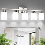 Ascher Bathroom Light Fixtures, 5-Light Vanity Light Over Mirror, Brushed by Ascher