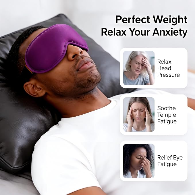 Weighted Cooling Sleep Mask, 6oz 3D Blackout Eye Mask - Image 4